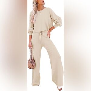 Pink Rose Beige Knit Top & Pants